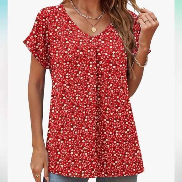 Red Floral Blouse - Picture 2 of 4